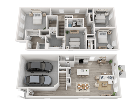 Floor plan for 4 beds, 2.5 baths, 2053 sqft